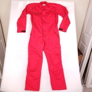 Wenaas Workwear Red Coveralls Men's Large Utility Workwear Mechanic Double Knee